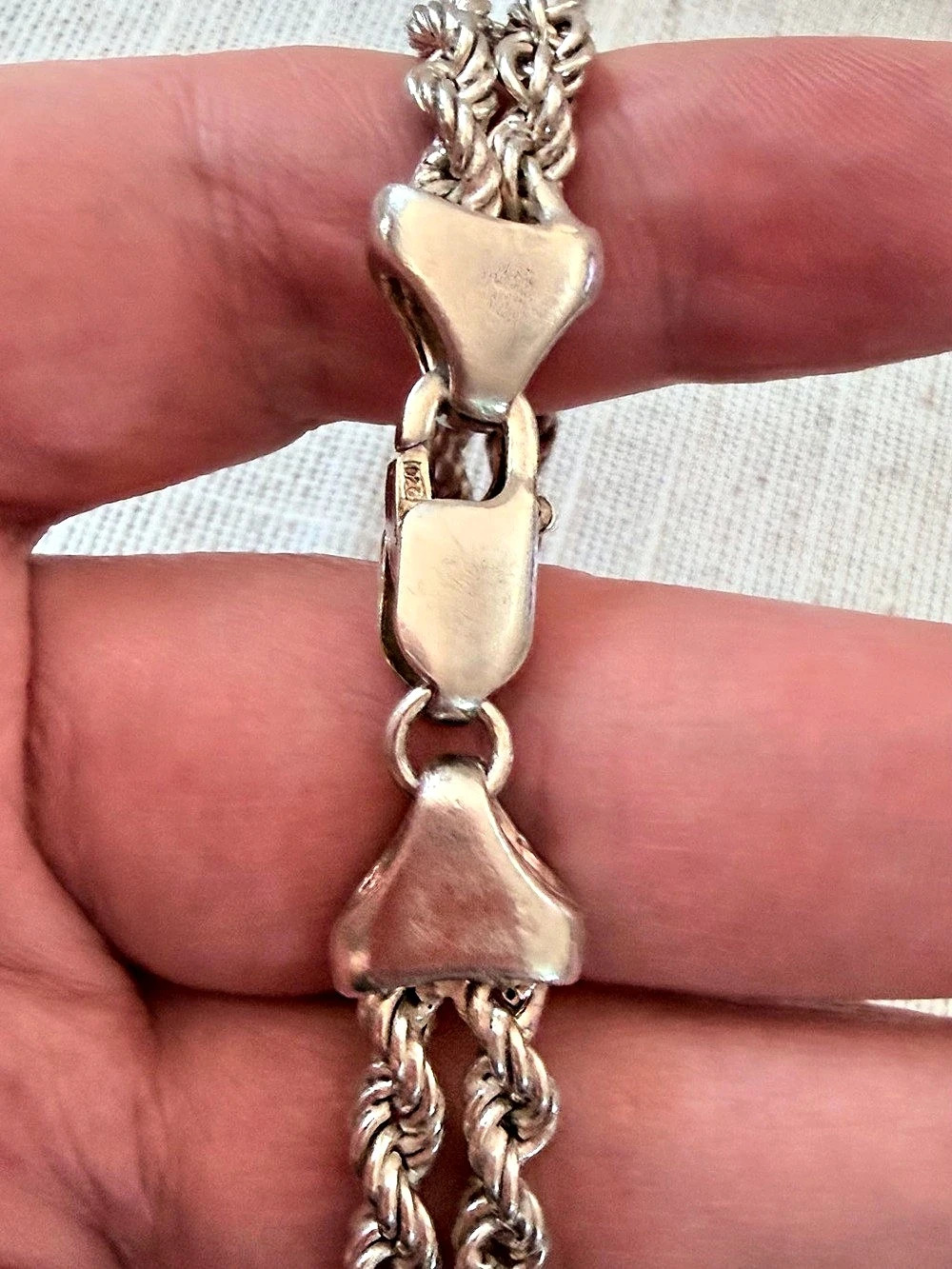 Vintage Italian Sterling Silver Double Strand Rope Chain Bracelet 925 Italy 14g - Picture 7 of 9